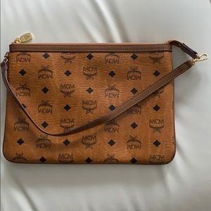 MCM Visetos Liz Pouch Purse Cognac